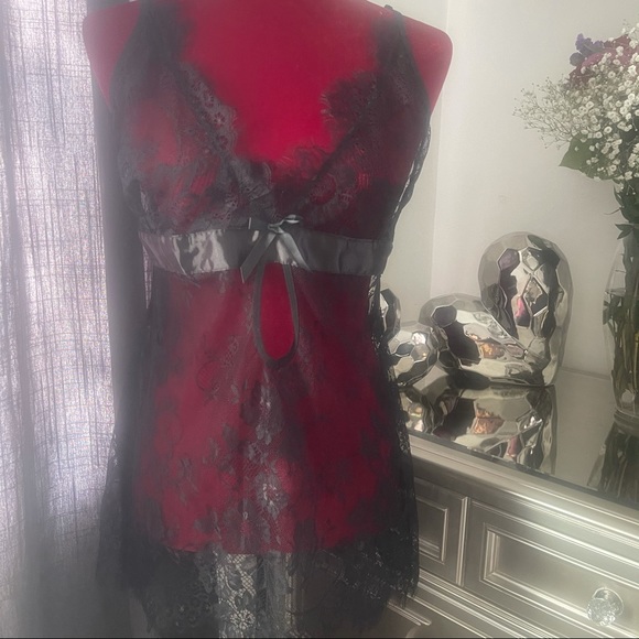 Sz 10/12 Black Lace Eyelash Babydoll & Panty Set - Picture 5 of 10